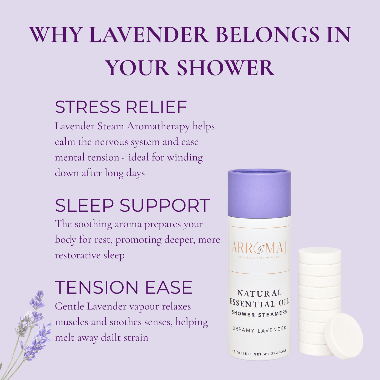 Lavender Essential Oil Shower Steamer — 10 Piece Canister